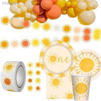 1set Bohemian Sun Disposable Tableware Paper Plates Cups For Bohemian Sun Kids 1st Happy Birthday Party Decoration Gift Bags