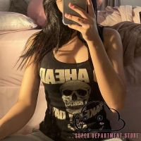 COD SDFSDTFGER Y2k Women Gothic Street Skull Print Tshirt y2k Aesthetic Hip Hop Sleeveless Vest