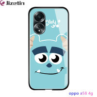 Jizetin สำหรับ OPPO A58 4G การ์ตูนสำหรับเด็กผู้หญิงเคส Monsters University ตลกไมค์เจมส์ซัลลิแวนซัลลี่ย์เคสใส่โทรศัพท์มันวาวฝาหลังกระจกเทมเปอร์กันกระแทก