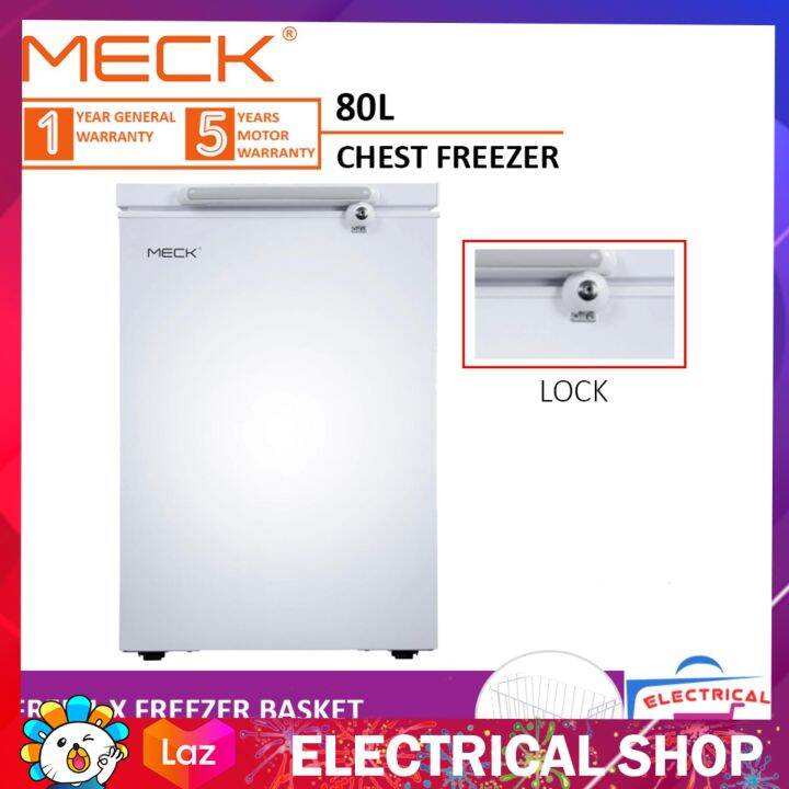 Meck Chest Freezer MFZ80R6 80L with Lock and rollers (Free Freezer