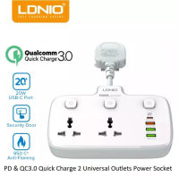 LDNIO Power Strip Universal ปลั๊กไฟสายต่อปลั๊กมาตรฐานอังกฤษแผงมีรูพรุนตัวแปลงไร้สาย PD20W &amp; QC3.0 Fast ชาร์จพอร์ตสวิทช์อิสระสายไฟต่อ UK Plug