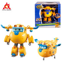 Super Wings 6นิ้ว Deluxe Transforming Supercharged Donnie Deformation Robot Plane พร้อมไฟเสียงแอ็คชั่นของเล่น