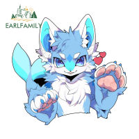 EARLFAMILY สติกเกอร์ติดรถยนต์ขนยาว13ซม. X 12.5ซม. กันน้ำการ์ตูนอะนิเมะหน้าต่างท้ายรถของตกแต่งสติ๊กเกอร์ติดหมวกกันน็อค