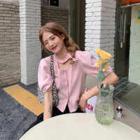 พร้อมส่ง ? Pinkrose top เสื้อแขนสั้นสีชมพูน่ารัก (34370)