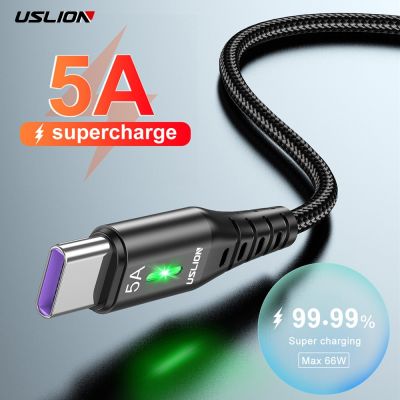 USLION 5A USB Type C Cable For Huawei P40 P30 Pro Super Fast Charging Type C Cable Wires USB Data Charge Cord for Xiaomi Poco Cables  Converters