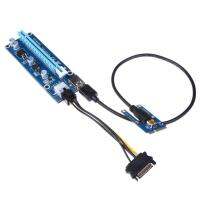 USB 3.0 PCI-E 1x ด่วนไรเซอร์การ์ดอะแดปเตอร์ขยาย To16x SATA พลังงาน6Pin