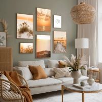 Aesthetic Room Decor, Scandinavia Sunset Landscape Sea Pier Dusk, Nordic โปสเตอร์ภาพวาดผ้าใบ Wall Art ตกแต่ง0921