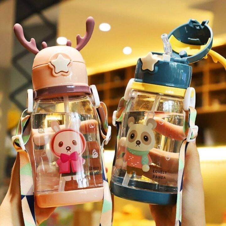 600ML Children Straw Cup Cartoon Character Tumbler for Kids Cute Sippy ...