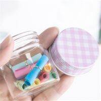 50ml Clear Glass Vial with Pink Aluminum Lid Gifts Decorations Crafts Candy Cans DIY Wishing Bottle Refillable Sub Jars 6Pcs