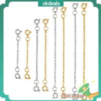 OKDEALS สแตนเลสโซ่ Extender เงินทอง กุหลาบทอง ทนทาน สำหรับสร้อยคอสร้อยข้อมือ เครื่องประดับ Extender ห่วงโซ่ความปลอดภัย Extender DIY