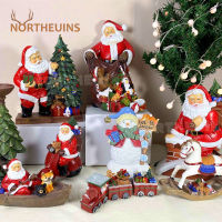 NORTHEUINS Resin Creative Santa Claus Statue Modern Style Figurines for Interior Christmas Home Decoration New Year 2023 Decor