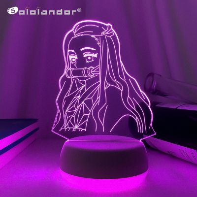 【CC】 Demon Slayer Nezuko Led Anime for Child Bedroom Night Birthday Room Desk 3d Lamp Kimetsu No Yaiba