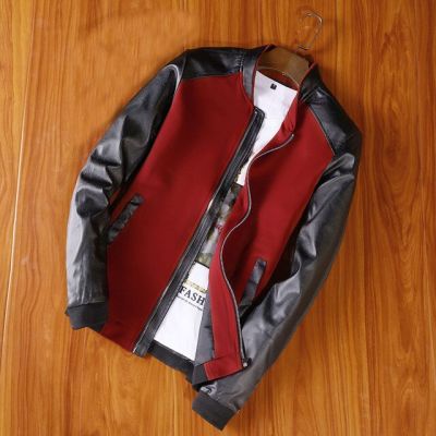 ZZOOI MANTLCONX 2020 New Mens Jacket PU Patchwork Jackets Spring Autumn Slim Fit Baseball Jacket Faux Leather Coat Fashion Male Coats