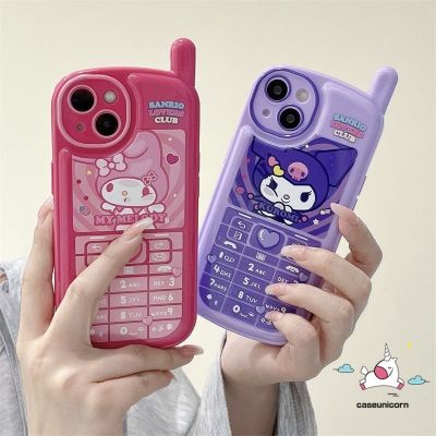 ▤ ganzha3965 เคสโทรศัพท์มือถือ แบบนิ่ม ลายการ์ตูน Kuromi Melody สีม่วง สีแดง แวววาว สไตล์เรโทร สําหรับ iPhone 11 13 14 12 Pro MAX XR 7 8 Plus X XS MAX SE 2020