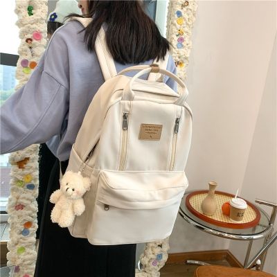 Schoolbag Female College Student Simple Solid Color High Junior High School Student Large Capacity Backpack 2023 New Computer Backpack 2023