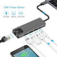 USB C HUB Type C to USB 3.0 USB C to HDMI-compatible 4K 30Hz RJ45 1000M Ethernet Lan PD 60W for Macbook Pro Thunderbolt 3 USB Hubs