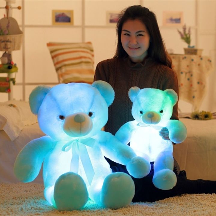 ตุ๊กตาหมีแอลอีดีมีไฟ32ซม-ของเล่นตุ๊กตาสัตว์ยัดไส้ตุ๊กตาหมีเรืองแสงสีสันสดใสของขวัญคริสต์มาสสำหรับเด็ก