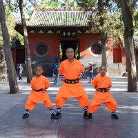 USHINE 07 Height 100Cm-185Cm Cotton Monk Shaolin Kungfu Uniform Training Performance Suits Clothing Costume For Man Kids