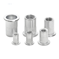 10Pcs White Zinc Rivet Nut Alloy Rivnut Flat Head Threaded Rivet Insert Nutsert Cap Rivet Nut M3 M4 M5 M6 M8 M10 M12