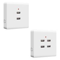 △ 2/4 Ports USB Electrical Socket Wall Mounting Charger Station Power Adapter Plug Outlet 110V-250V for Home Office Use Drop Ship