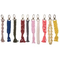 10 Pieces Mini Macrame Keychains Boho Macrame Bag Charms Handcrafted Accessory for Car Key Purse Phone Supplies