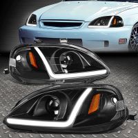 ☄ Sulinso Led light For 99-00 Honda-Civic Replacement JDM Black Headlights Head Lamps Left Right