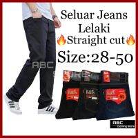 9007#(28~50size) Mens Plain Black Regular Cut Jeans Seluar Jeans Lelaki Kaki Biasa Saiz besar (have big size)