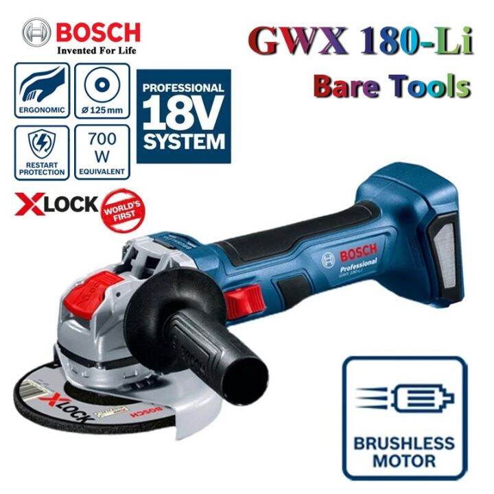 bosch-ใบเลื่อยเครื่องขัดมุมไร้สาย-gwx180-li-125มม-เครื่องมือไฟฟ้าบดไฟฟ้าไร้สายเปลี่ยนได้รวดเร็วไร้แปรงถ่าน