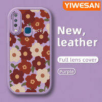 YIWESAN เคสสำหรับ Vivo Y3 Y17,เคส Y15 Y3s Y15s Y15a Y19 Y5s แฟชั่นทันสมัยแบรนด์สวยสีแดงสีชมพูดอกไม้สีชมพูสีแดงทนต่อการตกกระแทกเคสโทรศัพท์ซิลิโคนเนื้อนิ่มสีกันกระแทก