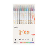 10ชิ้น Double Headed Marker ชุด Metallic สี Art ภาพวาดมือปากกา Shiny Hand บัญชี Pen