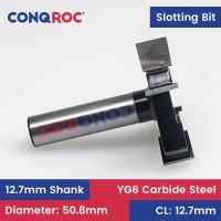 1/2－(12.7 มม.) Shank 4-Wing Slotting Router Bit ทังสเตนคาร์ไบด์ไม้ Undercut Milling Cutter Diameter-2－ความยาวตัด-1/2 -