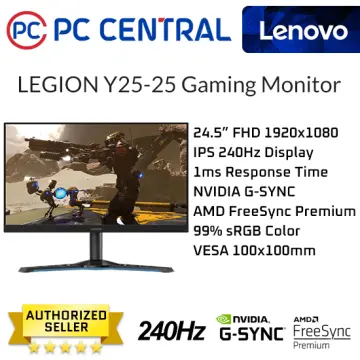 Lenovo 24.5 360Hz IPS FHD Gaming Monitor G-Sync (NVIDIA Adaptive Sync)  1920 x 1080 99% sRGB 1ms response time Built-in Speakers Legion Y25g-30 