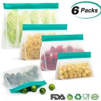 6pcs Reusable Food Storage Bags Leakproof Ziplock Snack Bag Freezing Bag Vegetable Fresh Bag Fridge Organizer Kitchen Supplies