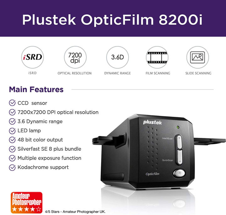 plustek-opticfilm-8200i-se-35mm-film-amp-slide-scanner-7200-dpi-48-bit-output-integrated-infrared-dust-scratch-removal-bundle-silverfast-se-plus-8-8-support-mac-and-pc
