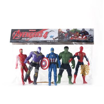5pcs Spiderman Hulk Ironman Figures model Toys Set Kids Anime Action toy decorate Avengers Movie Movabl Dolls Gifts for Children