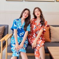 ชุดนอน Muslin pajamas Silk Satin ผ้านุ่มลื่น ใส่สบาย( รุ่น L1085,L1086,L1087,L1088 )