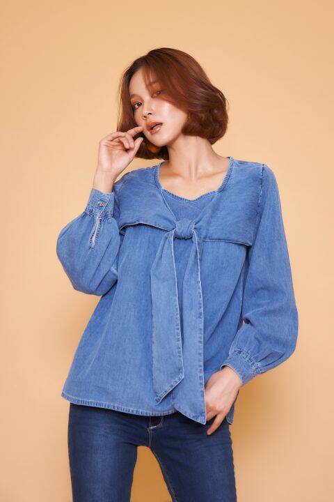 niya-blouse-jeans-เสื้อยีนส์คอเหลี่ยมนิยา