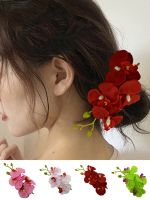 Butterfly Orchid Flower Hair Clip Boho Hairpins Headwear Bridal Bang Clip Side Clips Hawaii Headpieces Wedding Hair Accessories