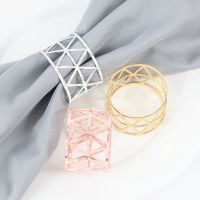 5pcs/Lot European Style Napkin Ring Cloth Napkin Napkin Buckle The Grid Pattern Gold And Silver Napkin Ring Wedding Decoration