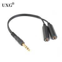 6.35 mm Male to 2 6.35 mm Female Adapter Cable 1/4 6.35mm Plug to Dual 6.35mm Jack Y Splitter Stereo Audio Cord