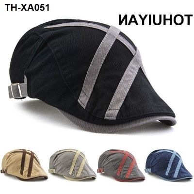 Hat mens spring and autumn casual simple peaked cap well-shaped patch strip forward hat trendy sun visor
