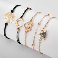 Starmoon 5pcs/sets Bohemian Map Moon Bracelets for Women Gold Color Hollow Heart Triangle Chain Bangles Jewelry