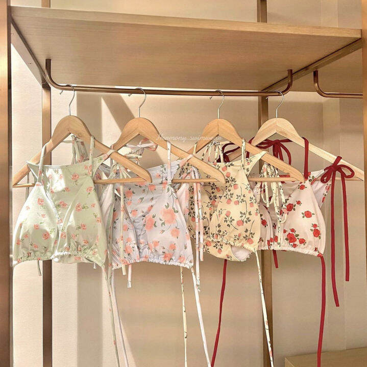 Sexy Floral Printing Bikini Set Split Two-piece Swimsuit Women Vacation ...