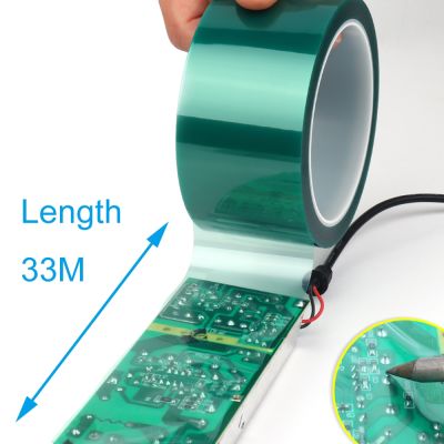 33M/Rol Hijau PET Pita Film Suhu Tinggi Tahan Panas Solder PCB SMT Plating Perisai Isolasi Perlindungan