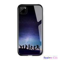 UCUCเคสมือถือ เคสโทรศัพท์ เคส Realme C11 กรณีหรูหราAurora S Tarryดาวพื้นที่ไล่โทนสีกระจกนิรภัยที่ครอบคลุมกรณี