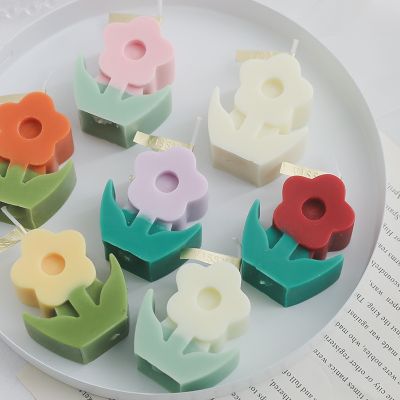 【CW】 Scented Wax Candle Korean Decoration Ornament Fragrance Floret Candles Candlestick Decorations