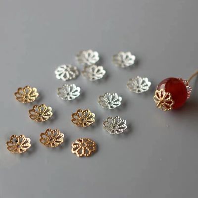 200Pcs/Lot 9mm Silver Gold Plated Flower petal End Spacer Beads Caps Charms Bead Cups For Jewelry Making