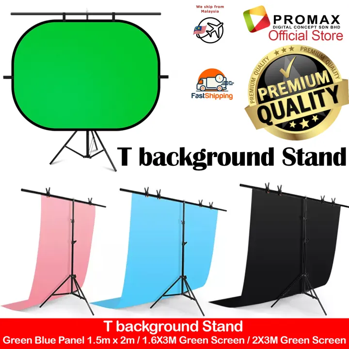 CHEAPEST!! T Background Stand Support + Backdrop +4 clip Metal + green  screen for Photography Backdrop accessories light Malaysia T Stand | Lazada