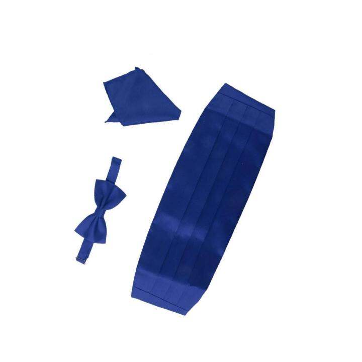 1-2-3ชุดที่มีความซับซ้อนของผู้ชาย3ผูกโบว์ซาติน-cummerbund-และผ้าเช็ดหน้า
