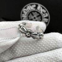 Chrome Hearts1♂✿✺ 925 Thai silver cross open ring men and women trendy personality retro Thai silver cross flower ring ring